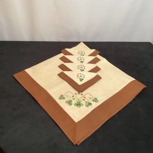 Brown and Tan Table cloth and 4 napkins